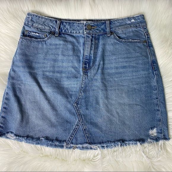 PAIGE Alethea Mid-Rise Distressed Jean Skirt - Picture 2 of 10